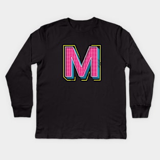 90’s Style Letter M Monogram Kids Long Sleeve T-Shirt